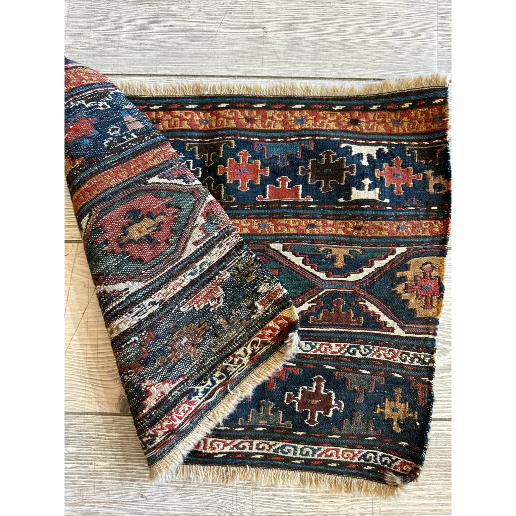 Antique tribal Shahsavan natural wool pile rug from Caucasus