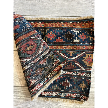 Antique tribal Shahsavan natural wool pile rug from Caucasus