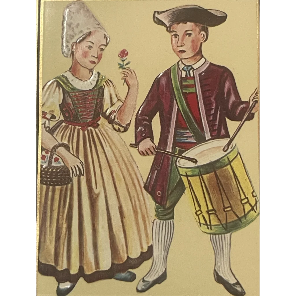 Antique Victorian 👩‍❤️‍👨 Lovers Soldier Drummer Gold Embossed Label Stunning! Vintage Advertisements