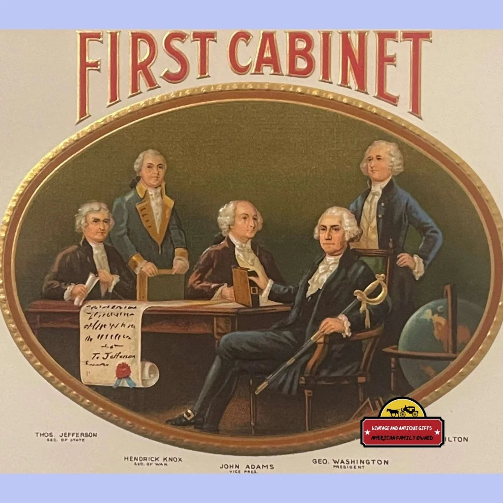 Antique Vintage Patriotic First Cabinet Embossed Cigar Label Grand Rapids Mi 1900s - 1910s - Advertisements - Tobacco