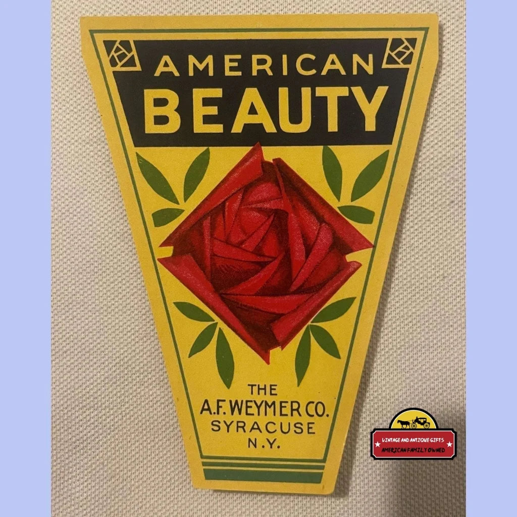 Antique Vintage American Beauty Broom Label 1900s - 1920s - Advertisements - Labels. From 1900s-1920s