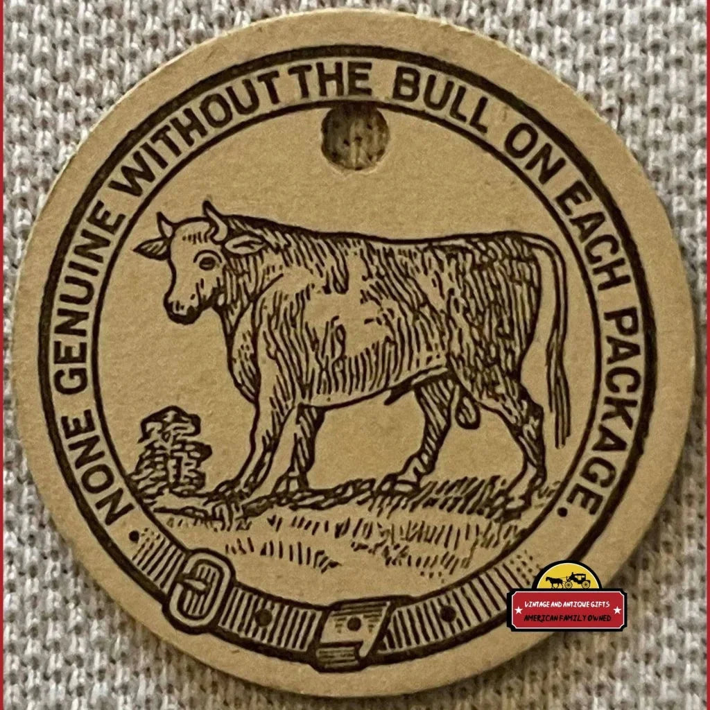 Antique Vintage 1900s - 1920s Bull Durham Tobacco Plug - Tag NC Advertisements and Gifts Home page Rare Plug: