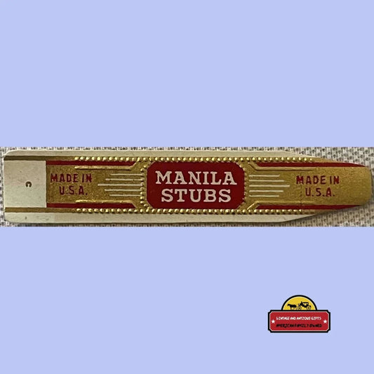 Antique Vintage 1900s - 1920s Manila Stubs Embossed Cigar Band - Label Advertisements Rare Band: Classic Charm