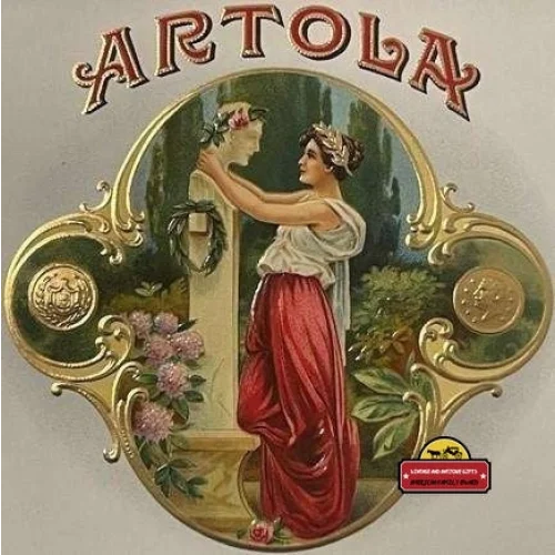 Antique Vintage Artola Embossed Cigar Label Roman Woman Garden Scene 1900s - 1910s - Advertisements - Tobacco And Labels