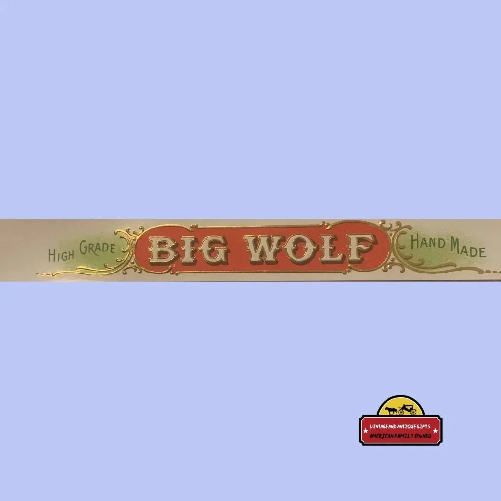 Vintage-style cigar label featuring bold BIG WOLF design for cigar label strip