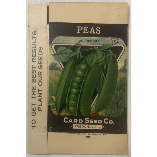 Antique Vintage 1908 - 1920 ☎️ Pea Box Fredonia NY Famous Card Seed Co. 😍 Advertisements and Gifts Home page