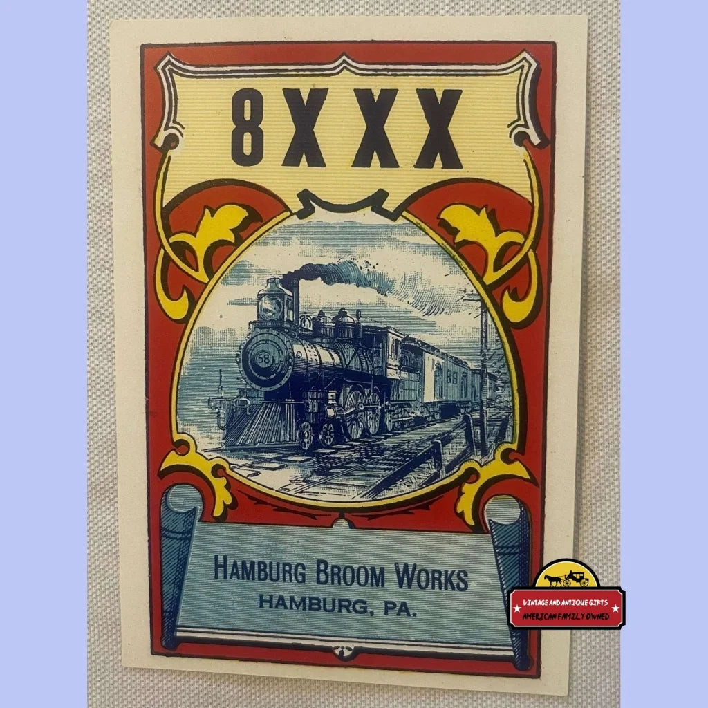 Antique Vintage 1910s - 1930s 8xxx Train Locomotive Broom Label Advertisements Labels Timeless 1910s - 1930s - Rare