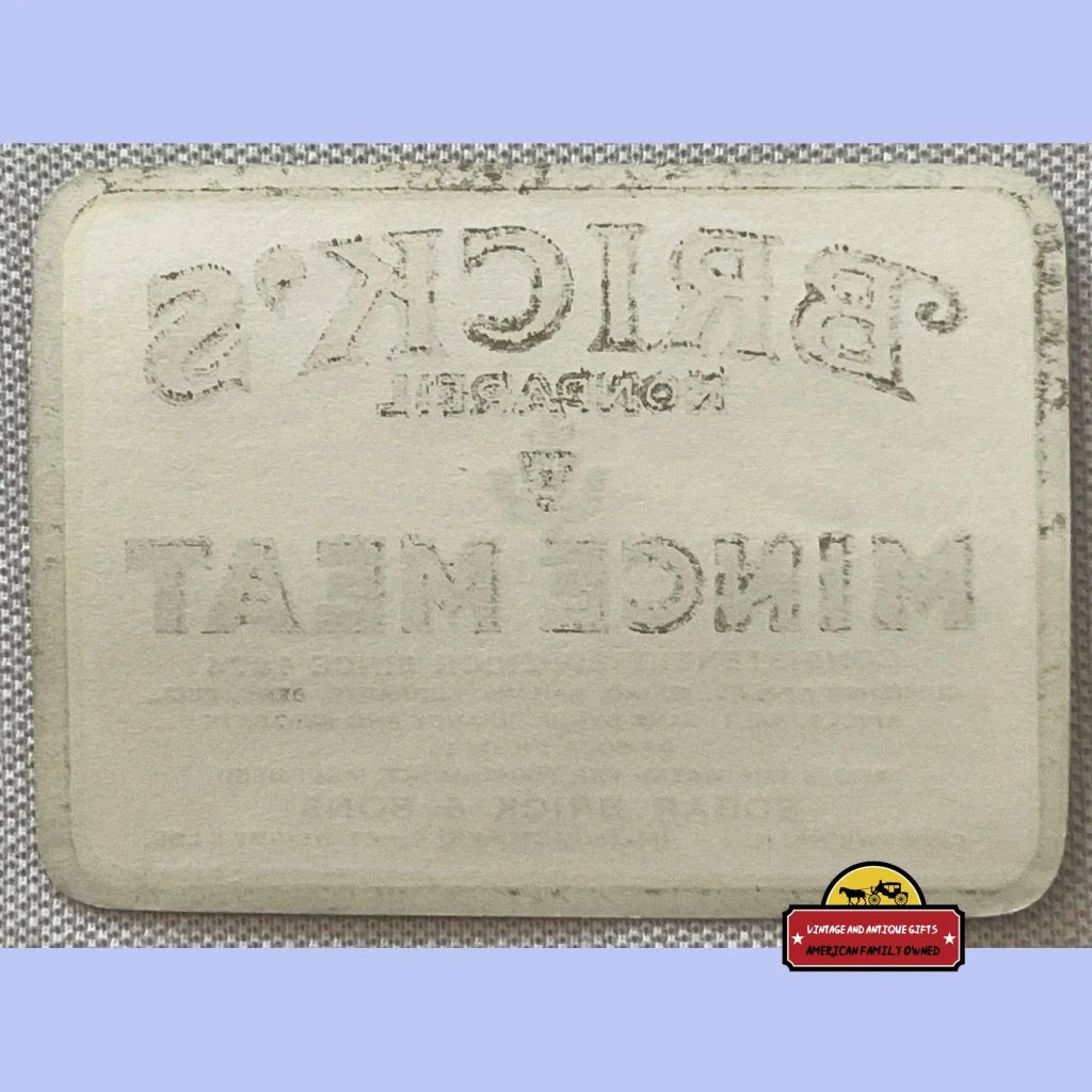 Antique Vintage Brick’s Nonpareil Mince Meat Label 5 Lb 1910s - 1930s - Advertisements - Food And Home Misc. Labels. Lb