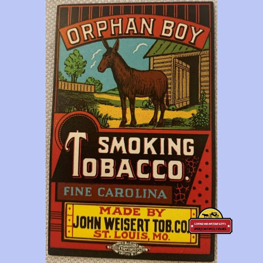 Antique Vintage 1910s - 1930s Orphan Boy Smoking Tobacco Label St Louis MO Advertisements Rare - St. - A Piece