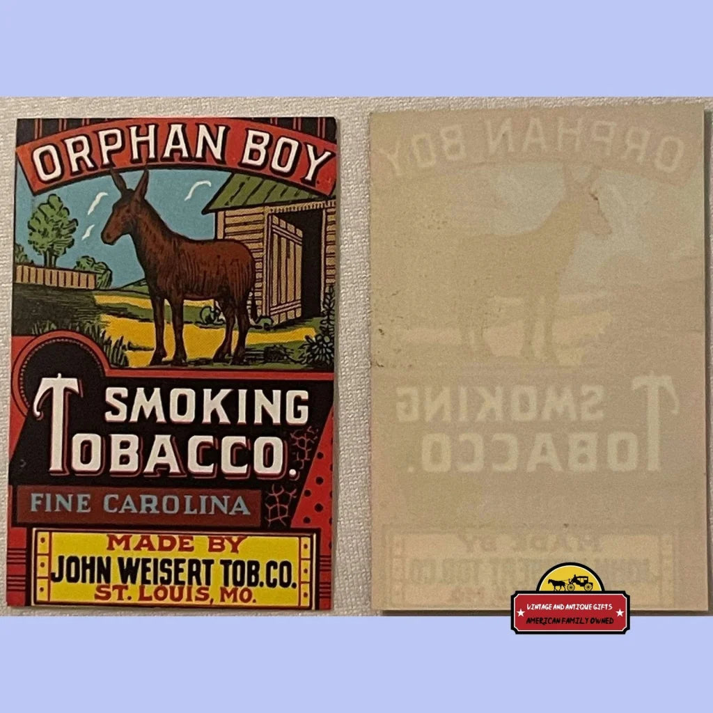 Antique Vintage Orphan Boy Smoking Tobacco Label St Louis Mo 1910s - 1930s - Advertisements - And Cigar Labels |