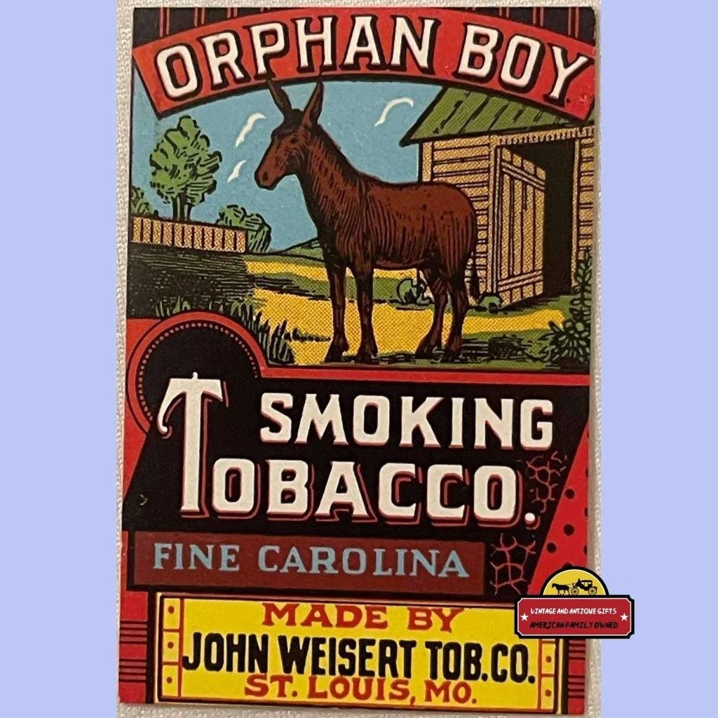 Antique Vintage Orphan Boy Smoking Tobacco Label St Louis Mo 1910s - 1930s - Advertisements - And Cigar Labels |