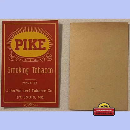 Antique Pike Smoking Tobacco Label 🏷️ John Weisert Tobacco Co. St. Louis MO NOS Advertising Art American Made