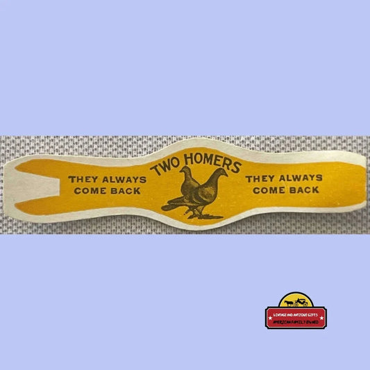 Antique Vintage 1910s - 1930s Two Homers Cigar Band - Label Passenger Pigeons Advertisements Rare 1910s-30s - Label: