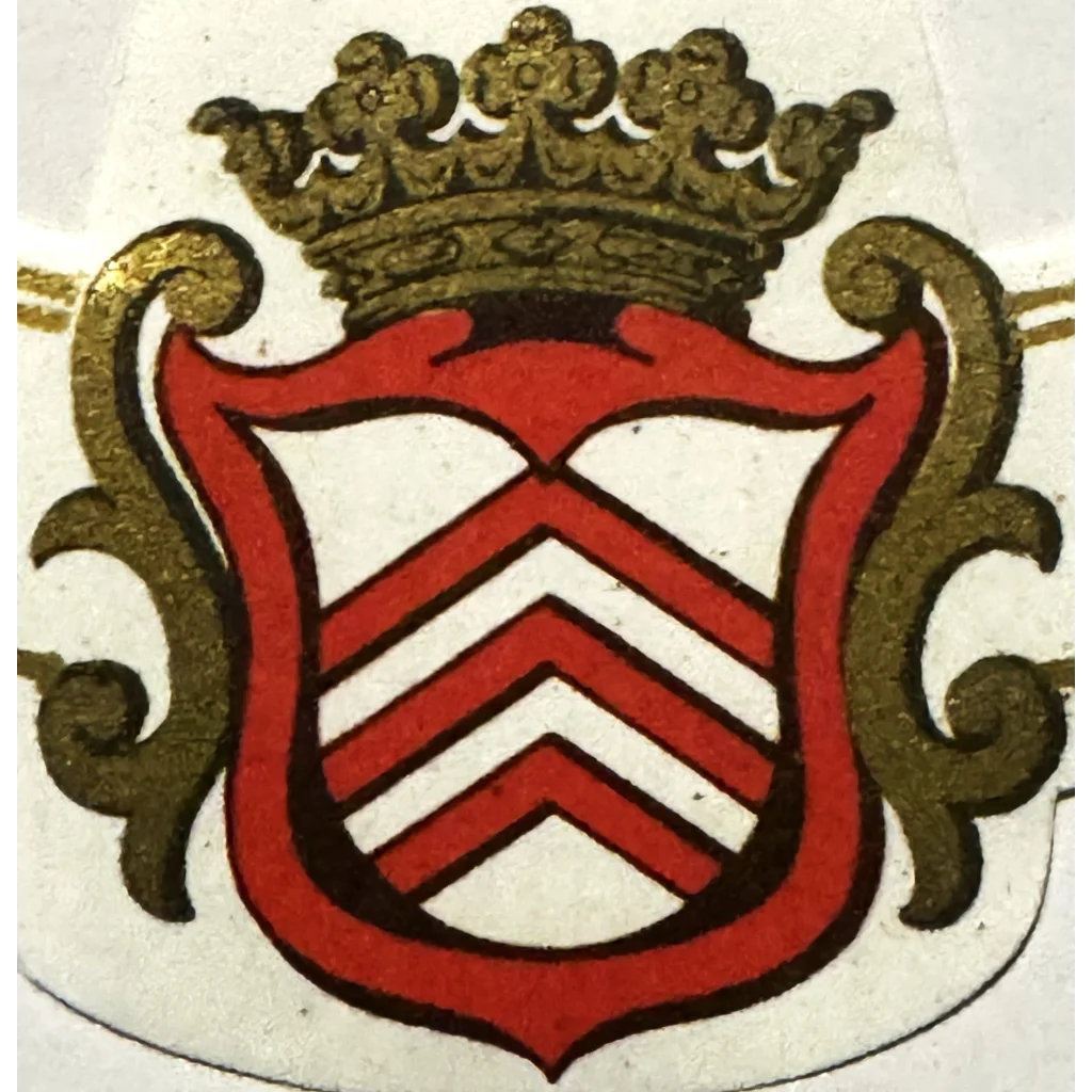 Heraldic coat of arms on an Antique Vintage French Wine Label from the 1920s