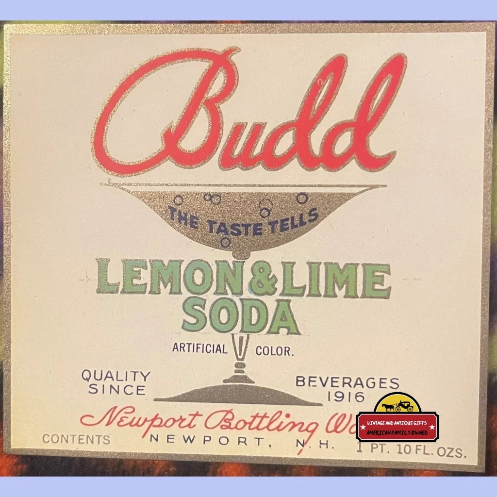 Antique Vintage 1920s Lemon & Lime Soda Label Newport NH Advertisements and Gifts Home page Rare