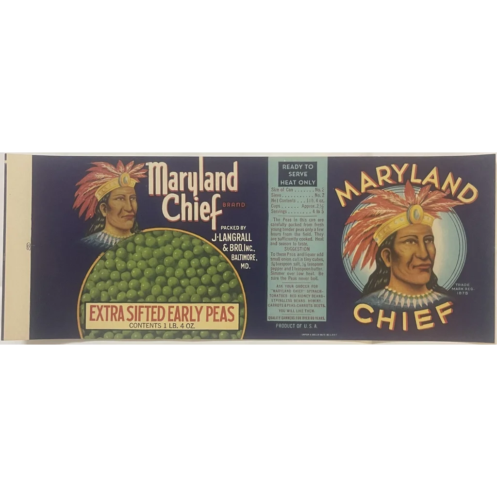 Antique Vintage 🖼️ 1920s Maryland Chief Label Baltimore MD 🥫 in Liquor! Advertisements and Gifts Home page Rare