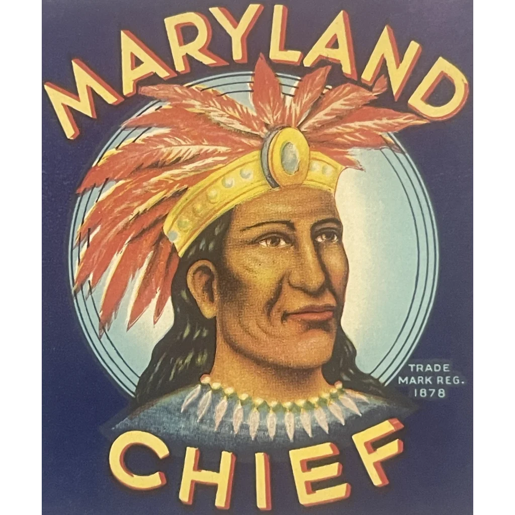 Antique Vintage 🖼️ 1920s Maryland Chief Label Baltimore MD 🥫 in Liquor! Advertisements Food and Home Misc.