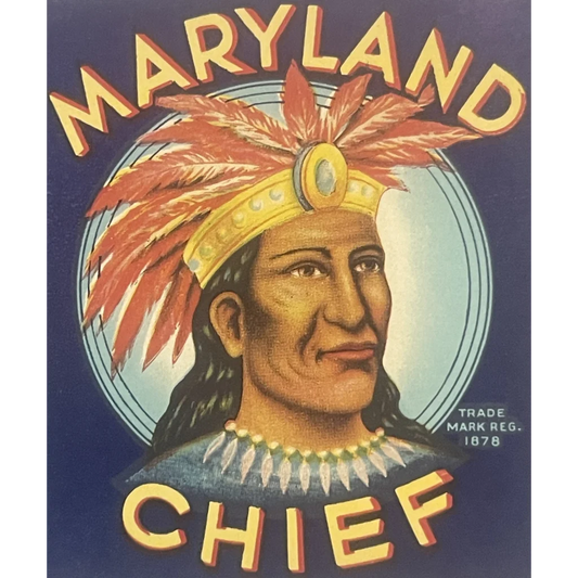 Antique Vintage 🖼️ 1920s Maryland Chief Label Baltimore MD 🥫 in Liquor! - Advertisements - Crate and Can Labels. Liquor