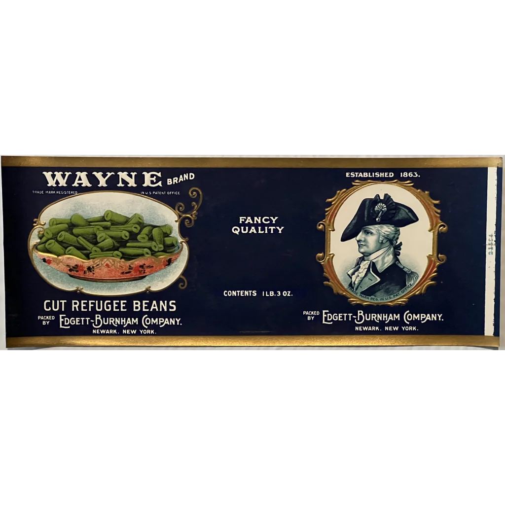 Antique Vintage🤩 1920s Wayne Gold Embossed Can Label Newark NY Vintage Advertisements Food and Home Misc.
