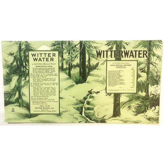 Antique Vintage 1927 Witter Water Label Quack Americana Cures Capone Hangout! Advertisements Rare Label: &