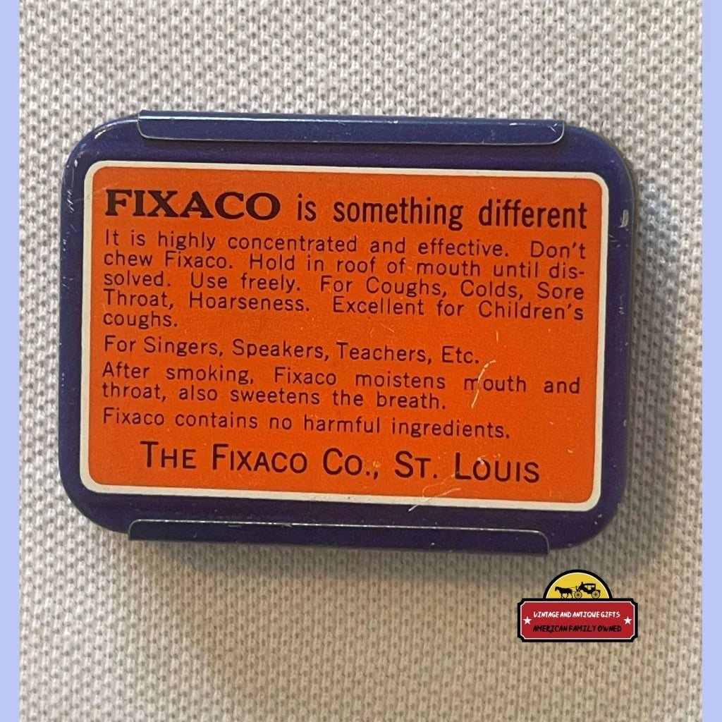 Vintage Fixaco Medicine Tins 1930s - Pharmacy Doctor Collectibles - Advertisements - Antique. And Gifts