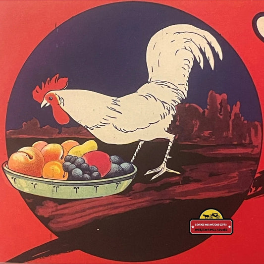 Antique Vintage 1930s Our Pick Crate Label Loomis CA Chicken Rooster Farm Decor Advertisements Label: