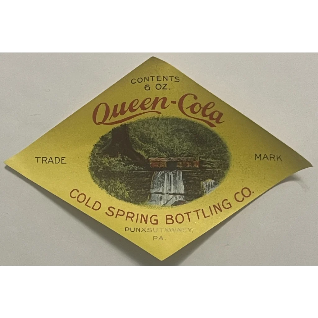 Antique Vintage 1930s 🔥 Queen Cola Label Punxsutawney PA Unique Americana! - Advertisements - Soda and Beverage