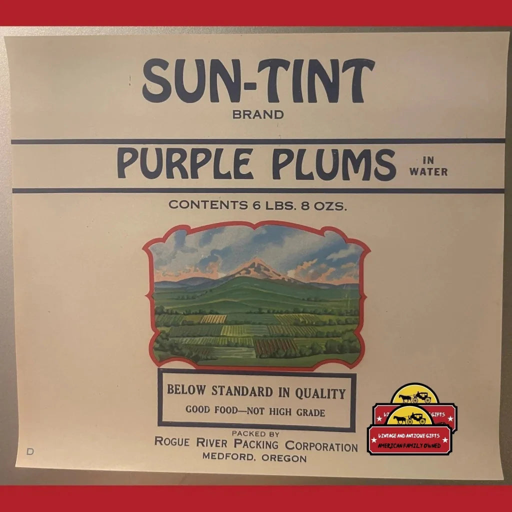Antique Vintage 1930s Sun-tint Plum Label Medford OR Worst Advertising Campaign? Advertisements Unveiling the Rare