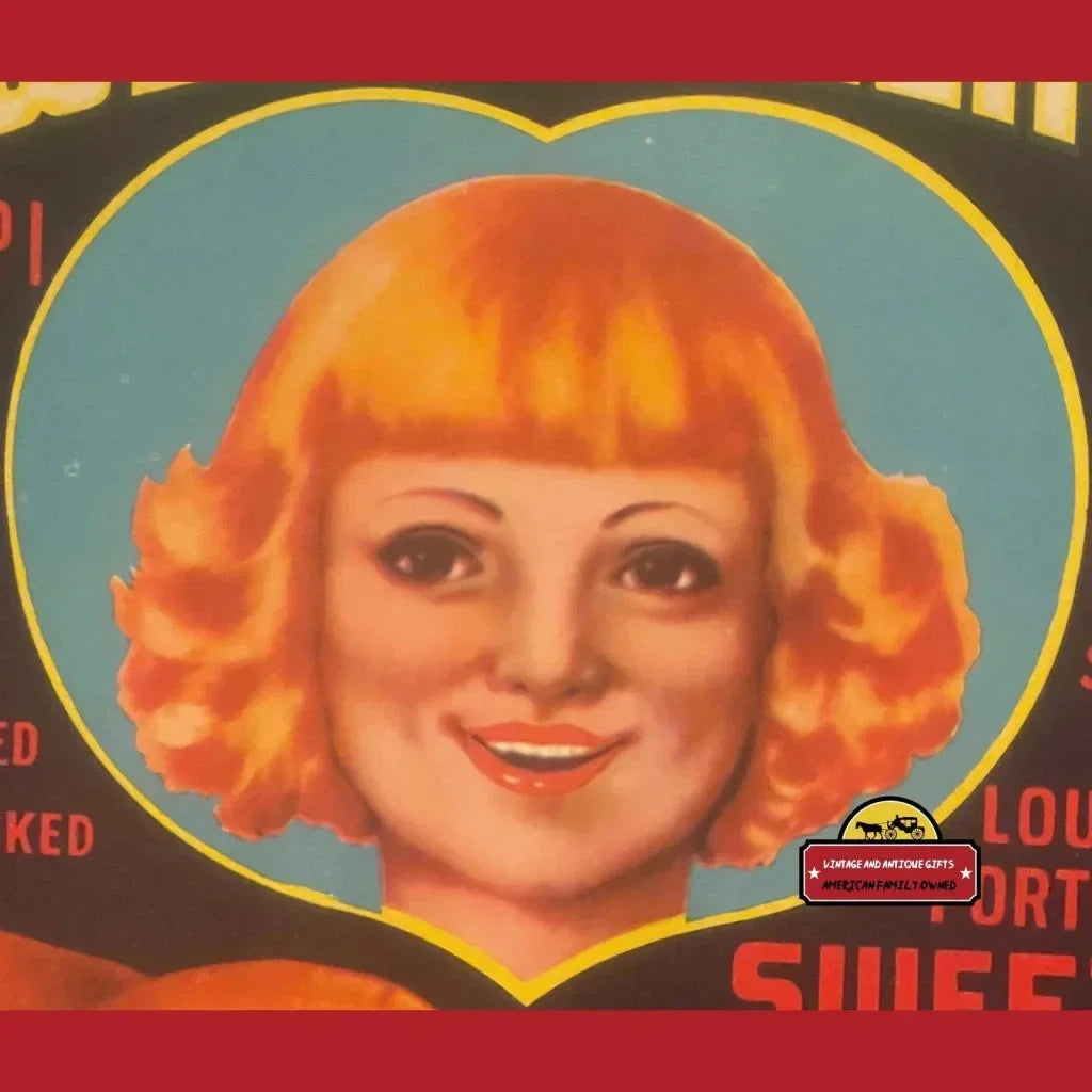 Antique Vintage 1930s Sweet Adeline Crate Label Carencro La Advertisements Rare Label: Vibrant Artwork & Louisiana
