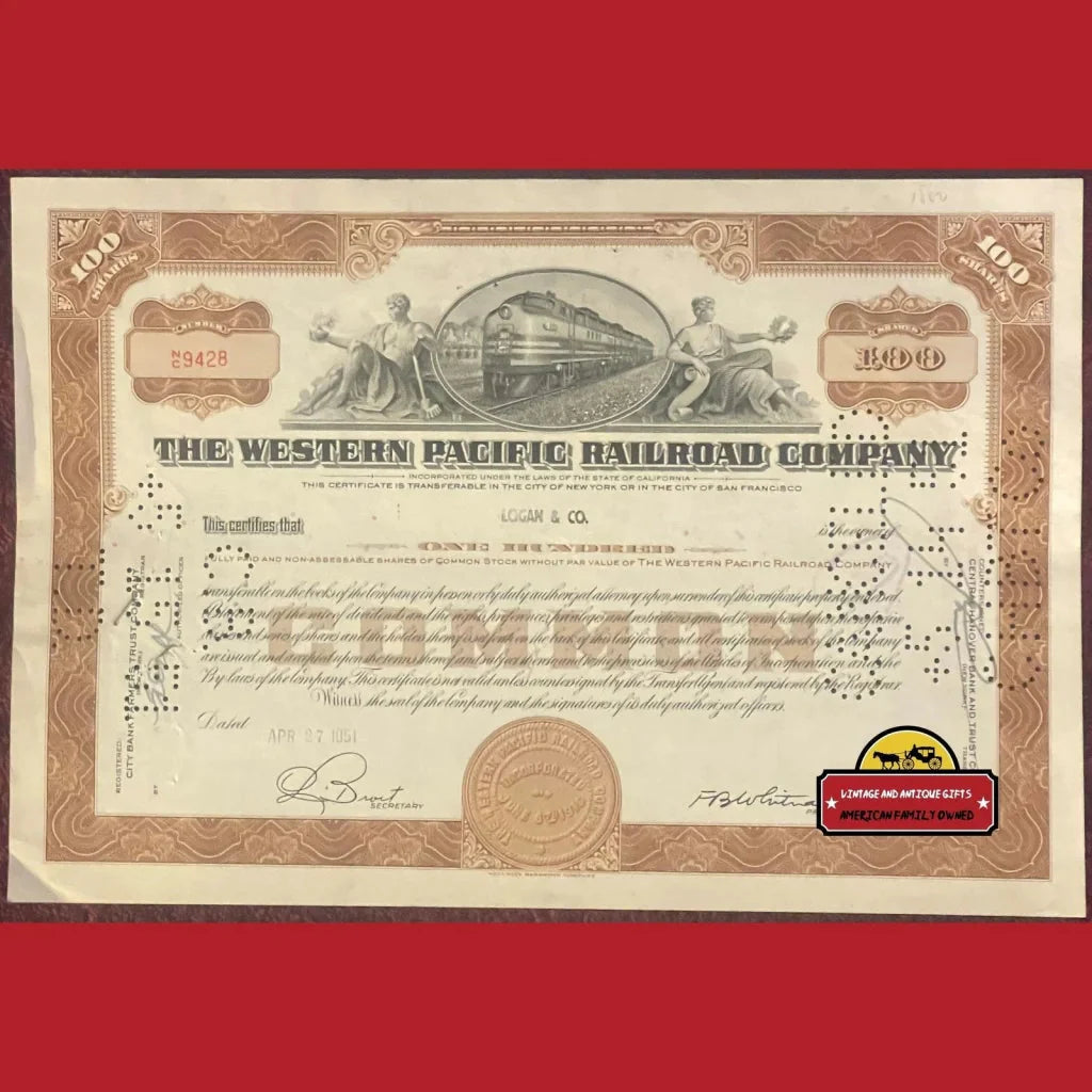 Antique Vintage 1940s-50s Combo Western Pacific Railroad Company Stock Certificate Advertisements 3 Different