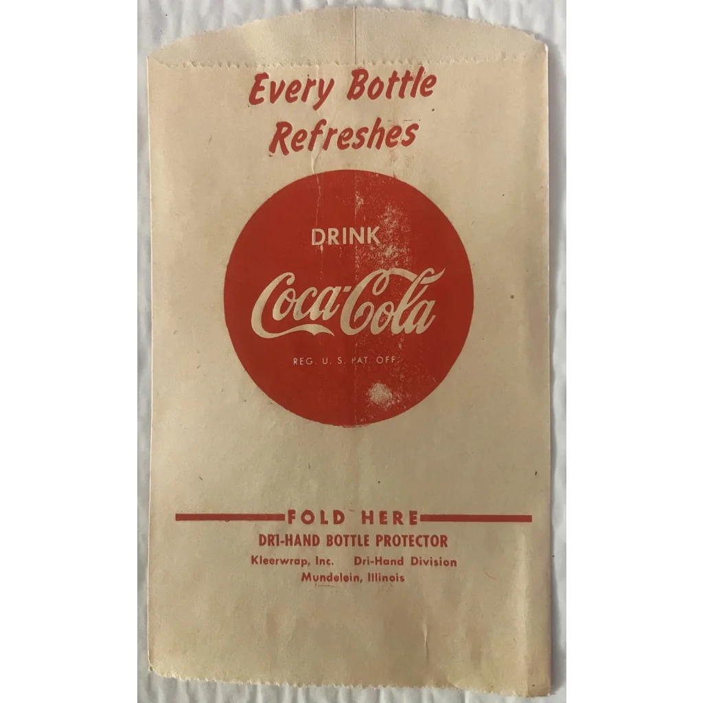 Antique Vintage 1940s Coke Coca Cola Soda Bottle Protector Mundelein IL Advertisements and Labels from