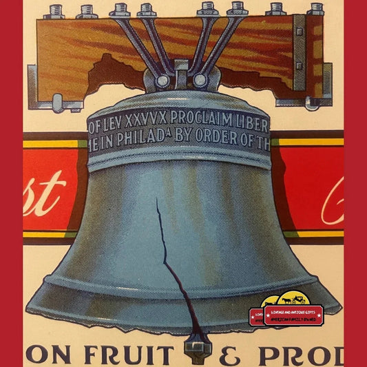 Antique Vintage 1940s Independence Crate Label Yakima WA Liberty Bell Advertisements Rare - 1940s: