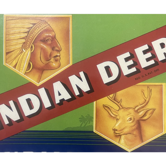 Antique Vintage 1940s 🦌 Indian Deer Crate Label Wabasso FL Amazing Decor! 🏹 Advertisements and Gifts Home page