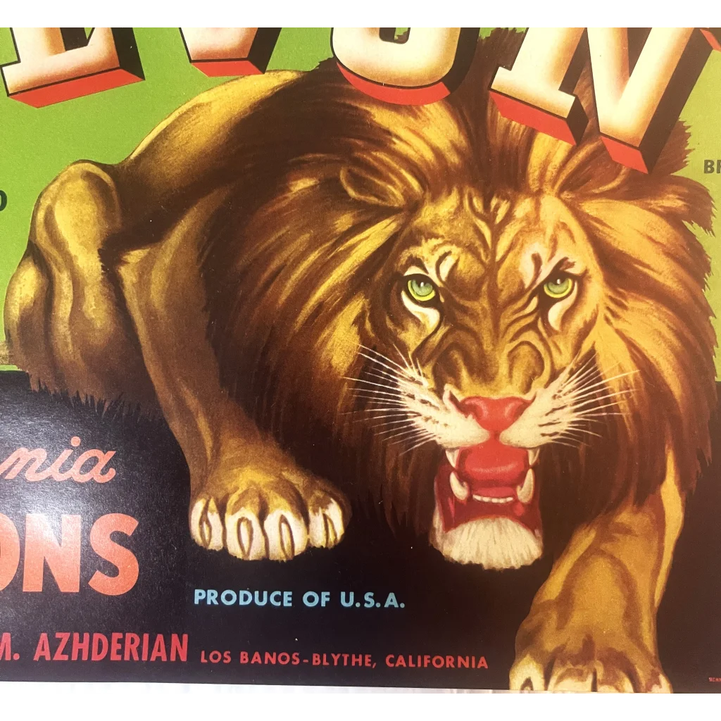Antique Vintage 1940s Levon 🦁 Crate Label Los Banos - Blythe CA Beautiful! Advertisements Food and Home Misc.