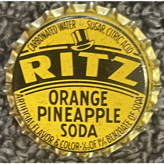 Antique Vintage 1940s Ritz Orange Pineapple Soda Cork Bottle Cap St Louis Mo Advertisements and Gifts Home page Rare