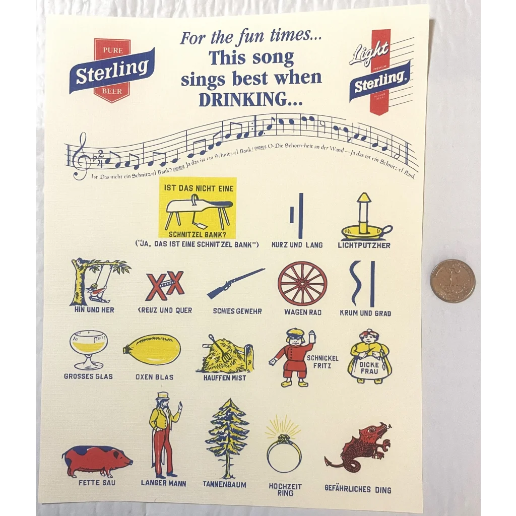 Antique Vintage 1940s Sterling Beer Song Sheet For Fun Sings Best When DRINKING Advertisements Collectible Items