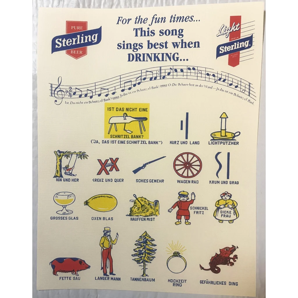Antique Vintage 1940s Sterling Beer Song Sheet For Fun Sings Best When DRINKING Advertisements Collectible Items