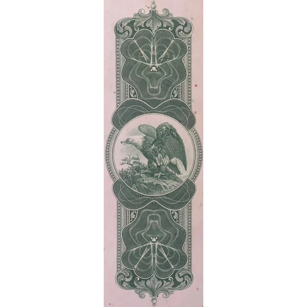 Ornate vertical design with an eagle in a medallion on a Western Pacific bond certificate