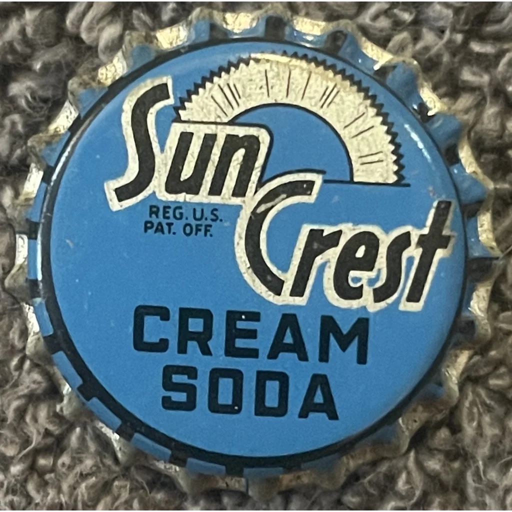 Antique Vintage 1950s Sun Crest Cream Soda Cork Bottle Cap Atlanta Ga Advertisements and Caps Rare