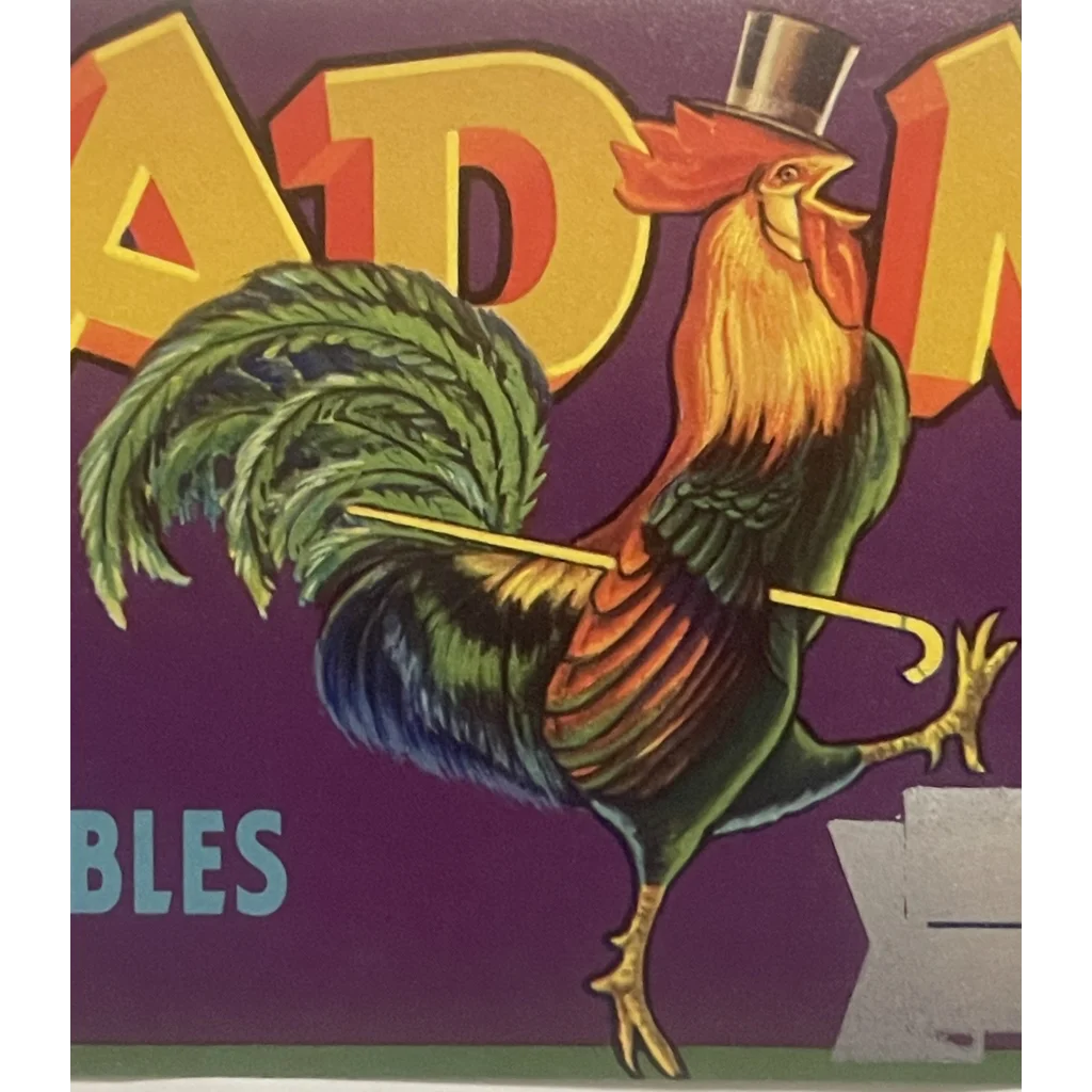Antique Vintage 1950s 🐓 Head Man Crate Label Los Angeles CA Strutting Rooster! Advertisements and Gifts Home page