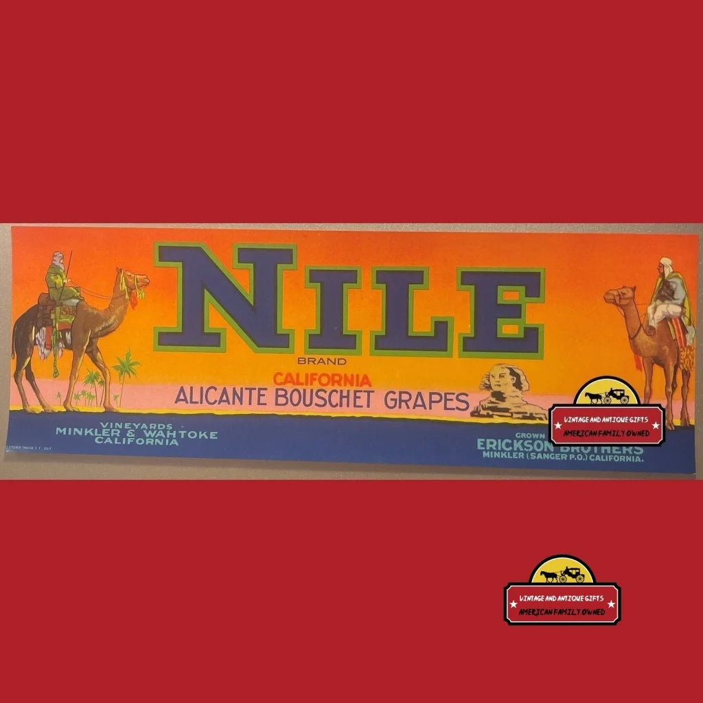 Antique Vintage 1950s 🐪 Nile Crate Label Minkler CA Egypt Sphinx Décor Advertisements Food and Home Misc.