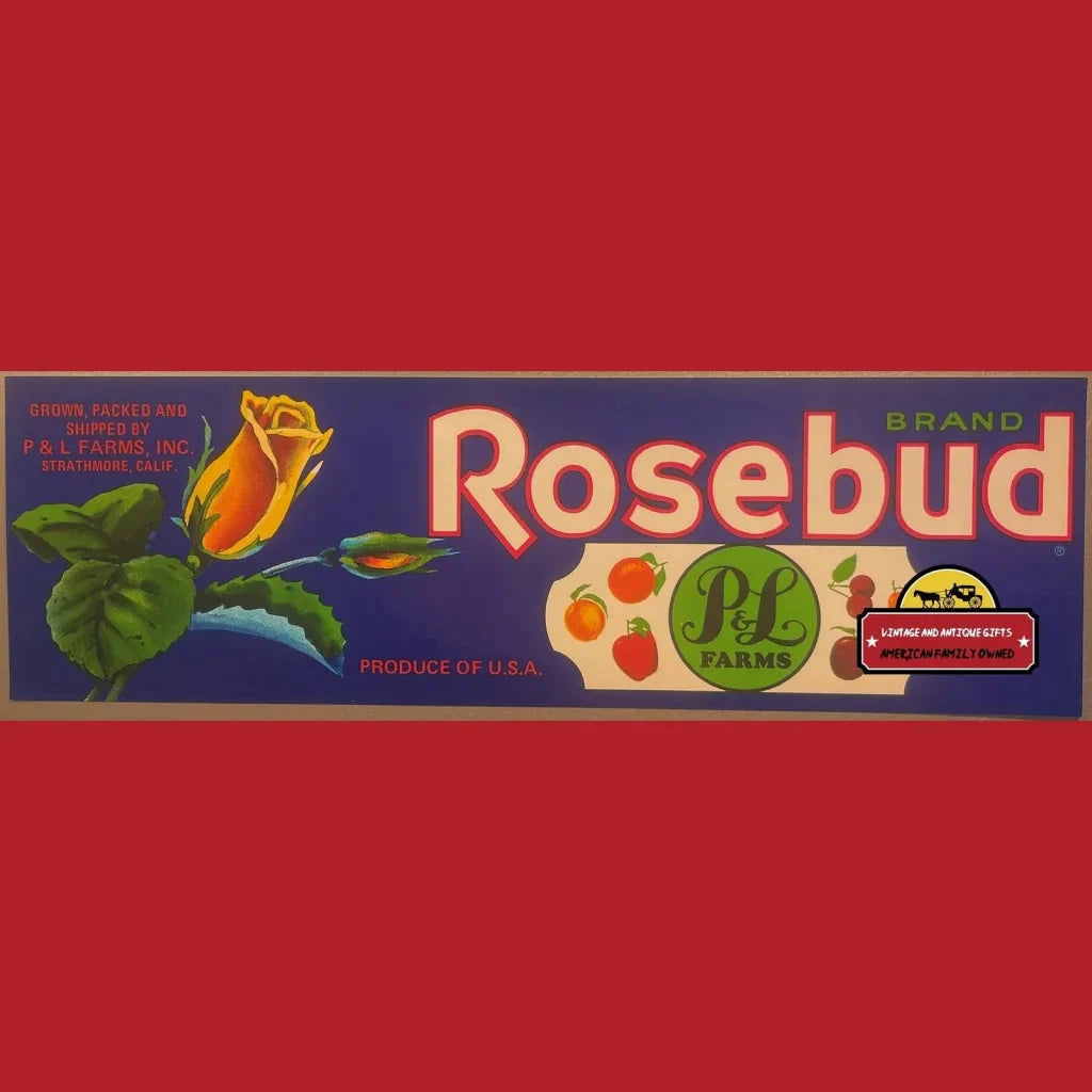 Antique Vintage 1950s Rosebud Crate Label Strathmore CA Advertisements Rare - CA: