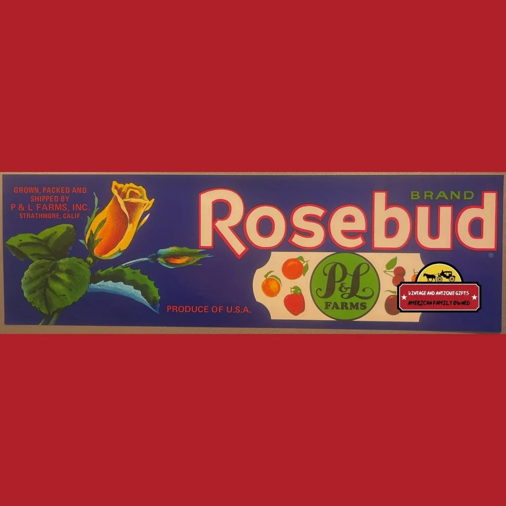 Antique Vintage Rosebud Crate Label 1950s Strathmore Ca - Advertisements - Labels. And Gifts