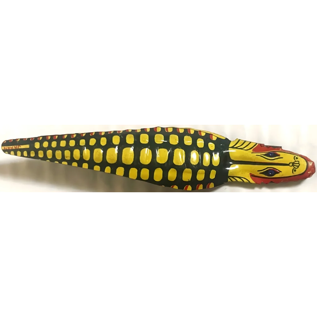 Wooden fish-shaped decoy with yellow dots, perfect for your Antique Vintage 1950s decor