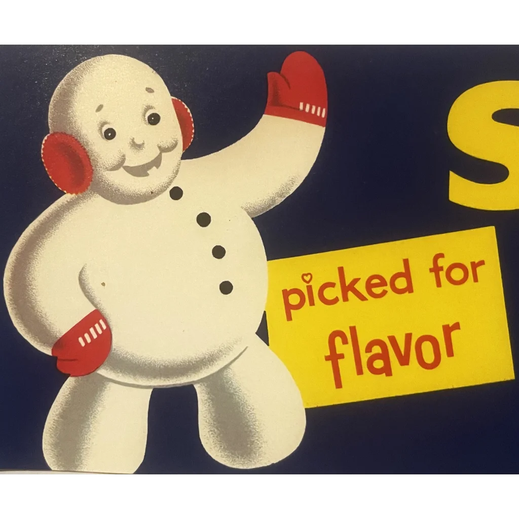 Antique Vintage 1950s Snoboy Crate Label Los Angeles CA Snowman Americana! Advertisements - Charming Americana
