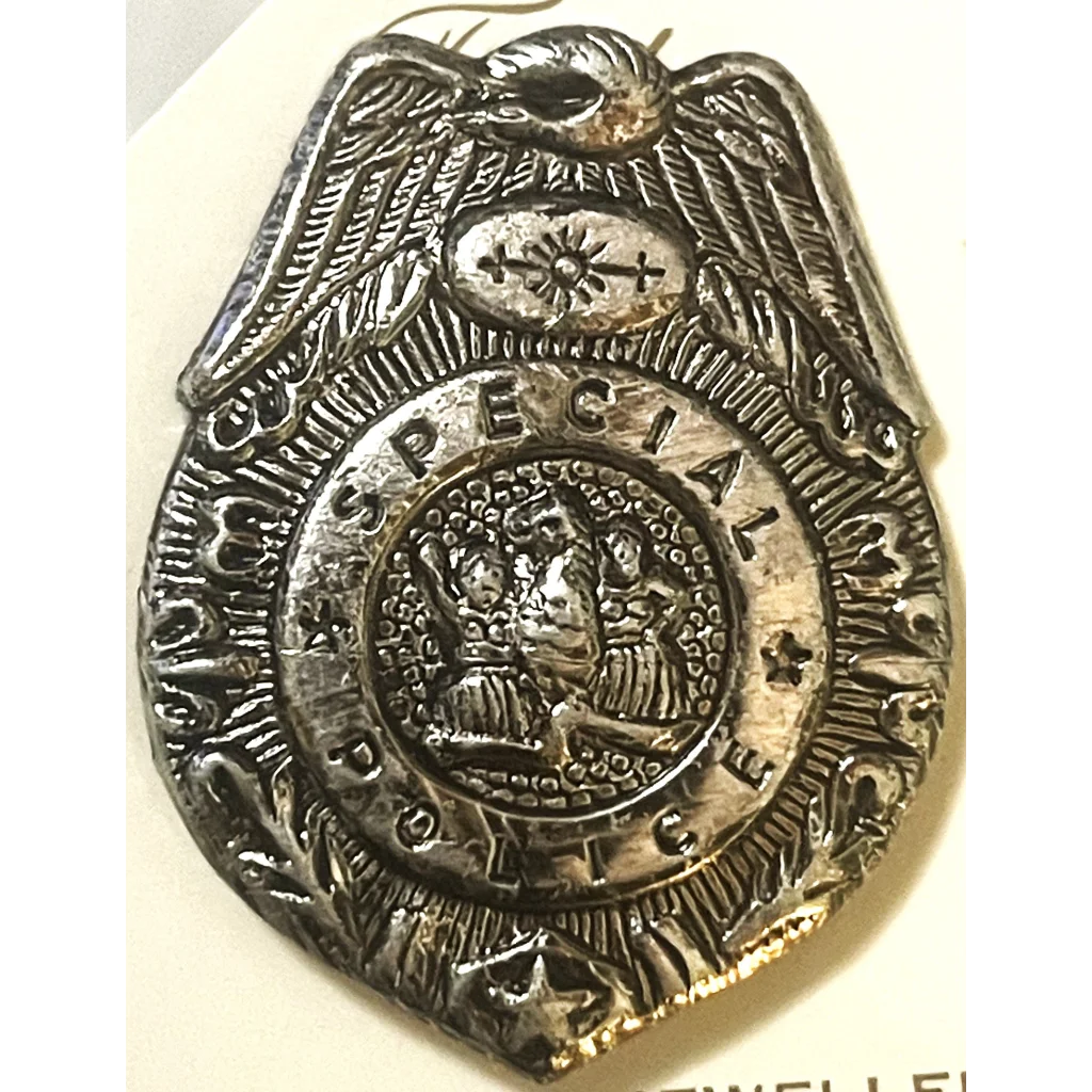 Antique Vintage 1950s Special Police Badge on Original Card Unique Memorabilia! Collectibles Tin Toys Rare –
