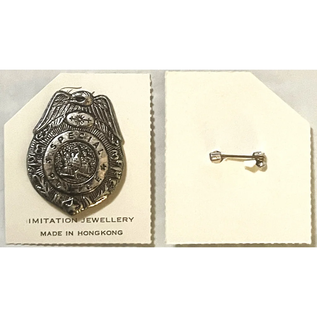 Antique Vintage 1950s Special Police Badge on Original Card Unique Memorabilia! Collectibles Tin Toys Rare –