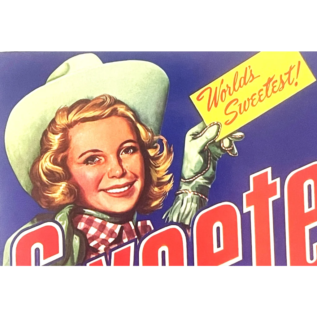 Antique Vintage 1950s Sweetex Crate Label Donna TX 🌎❤️ Sweetest Cowgirl! Advertisements Food and Home Misc.