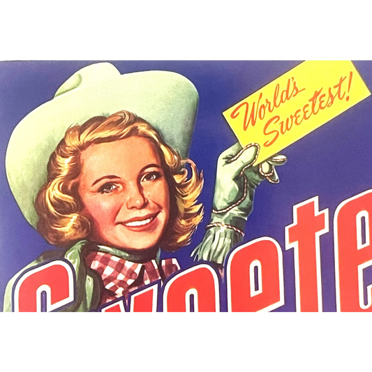 Antique Vintage 1950s Sweetex Crate Label Donna TX 🌎❤️ Sweetest Cowgirl! Advertisements Step into the Cowgirl