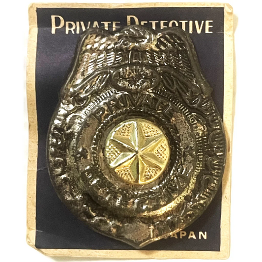 Antique Vintage 1950s 🕵️‍♂️ Tin Special Detective Badge on Original Card! Collectibles Uncover History: